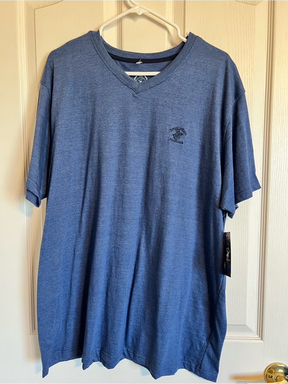 Beverly Hills Polo Club Men's Heather Blue V-Neck Short Sleeve Tee